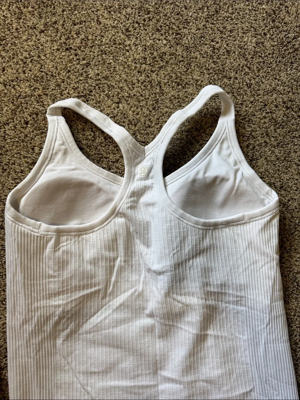 White Ribbed Racerback Lululemon Tank Top - Picture 3 of 3